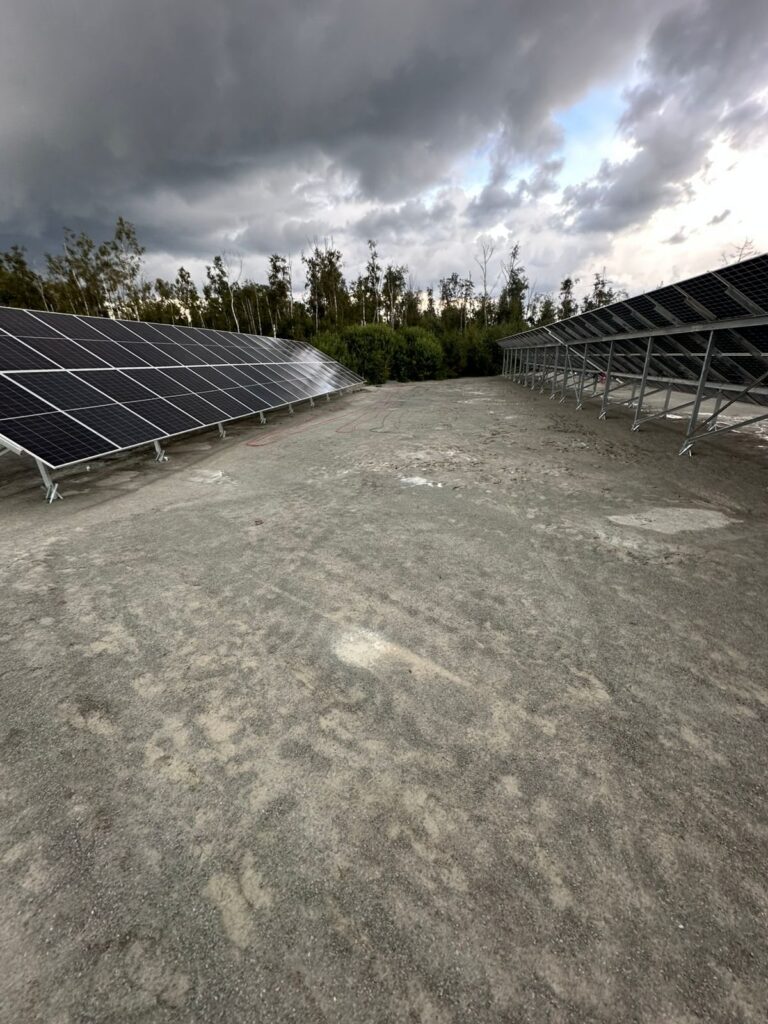 Soodevahe päikesepark – paigaldatud paneelide read metsa servas